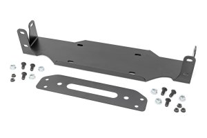 Jeep Wrangler JL Winch Mounting Plate - Rough Country - Modular Steel OE Bumper - Black - '18-'23